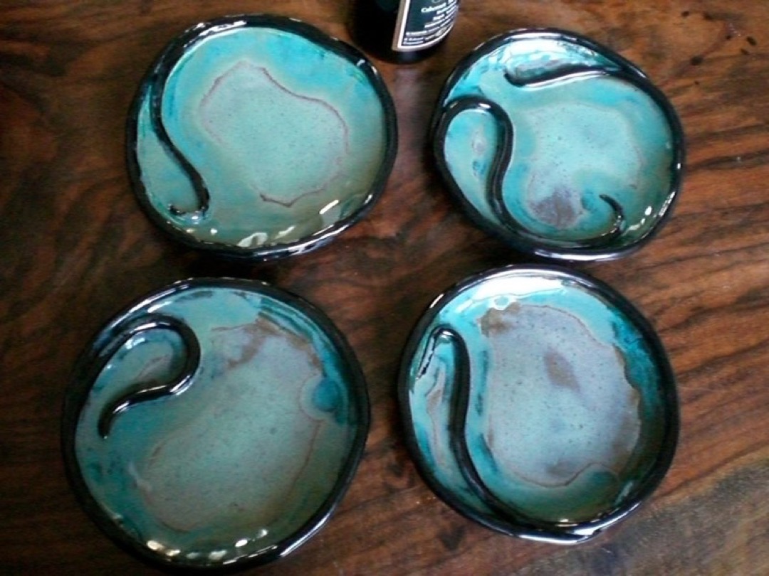 Kiwi and Emerald Plates-terra Cotta Clay